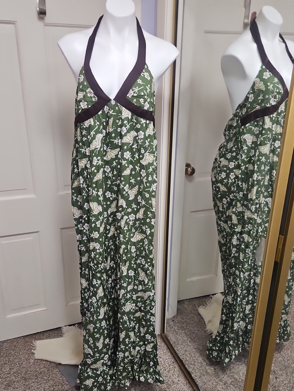 Butterfly cotton Floral Halter Maxi Dress Plus size or maternity style